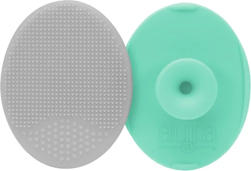 Miniatura 7 de S&T INC. Cepillos de baño exfoliantes y de masaje para la costra láctea del bebé, de silicona - 2 pulgadas x 2.5 pulgadas, gris y turquesa, paquete