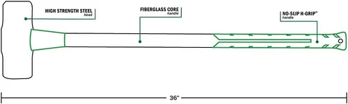 Miniatura 6 de Martillo y mazo de Hooyman con construcción resistente, mango ergonómico antideslizante con empuñadura en H, núcleo de fibra de vidrio, acero