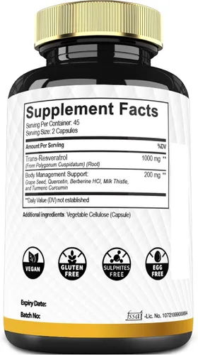 Miniatura 7 de Mecisco Suplemento de resveratrol trans con semilla de uva, cardo mariano y más - Resveratrol - 6 soportes herbales para el sistema inmunológico