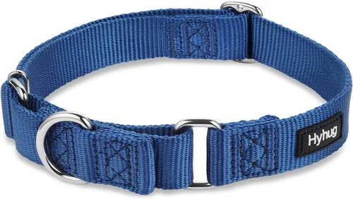 Miniatura 5 de Hyhug Collar Martingale para perros, grande, azul, a prueba de escape, nailon resistente, duradero, sin tirones, ideal para entrenamiento y paseos