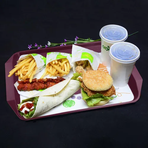 Miniatura 6 de Idotry - Bandejas de plástico para servir comida rápida, paquete de 4 bandejas rectangulares de plástico