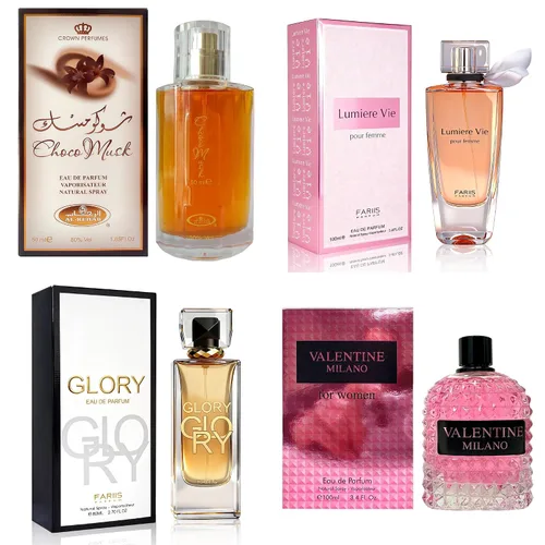 Miniatura 33 de AFLUXE Set de perfume para mujer, 4 piezas, colección Eau De Parfum de larga duración, almizcle Choco/Milano Mujer/6pm Rosa/7AM Fresh