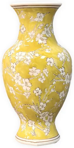 Miniatura 8 de Galt International Jarrón de Cerámica Floral de Grulla Chinoiserie Blanco y Azul de 14" - Jarrón Antiguo Pintado a Mano de Porcelana Estilo Chino