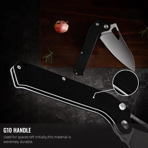 Miniatura 6 de TACRAY Navaja de Cocina Plegable, Cuchillo de Chef de 4.4" Plegable para Acampada con Cuchilla de Acero Inoxidable 10cr15mov, Mango de G10