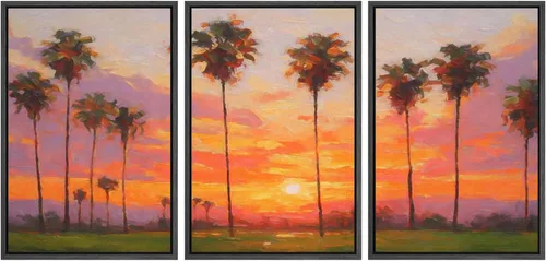 Miniatura 99 de SIGNWIN Lienzo enmarcado para pared, juego de arte de puesta de sol, horizonte, cielo, paisaje, fotografía, arte moderno, paisaje, relajante