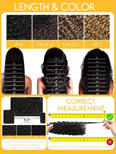 Miniatura 5 de Caliee - Extensiones de cabello rizado con clip 3B 3C Jerry, extensiones de clip de cabello rizado 14 pulgadas 1B color natural, extensiones
