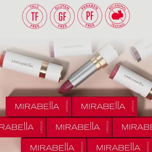 Miniatura 5 de Mirabella Sealed with a Kiss - Lápiz labial hidratante de cobertura completa, ricamente pigmentado, ultra cremoso, hidratante y a base de minerales