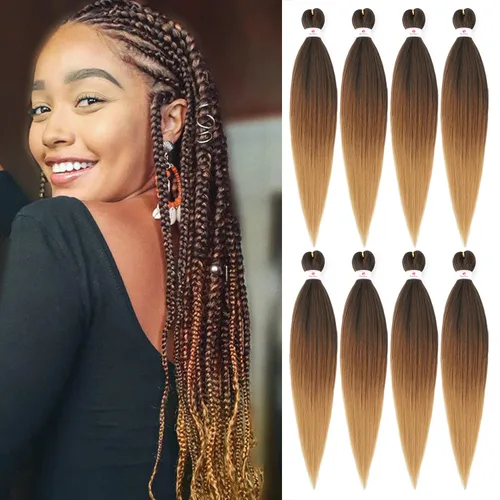 Miniatura 33 de Beyond Beauty - Trenzas preestiradas de cabello profesional sin picazón, ajuste de agua caliente, fibra sintética, textura Yaki, extensiones