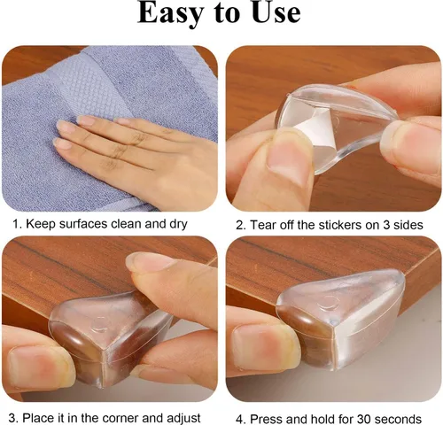 Miniatura 5 de Paquete de 16 protectores de esquina para bebé, protectores de esquina transparentes, protector de esquina de muebles y parachoques de seguridad