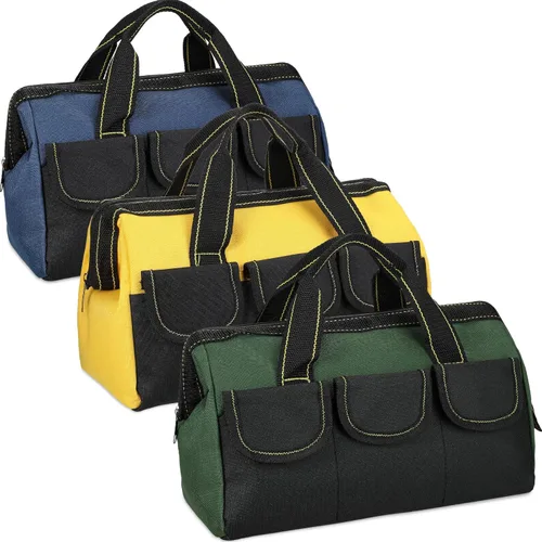 Sanwuta - Paquete de 3 bolsas para herramientas, alta resistencia, fondo rígido impermeable, boca ancha, para electricista, carpintero, mecánico, 13