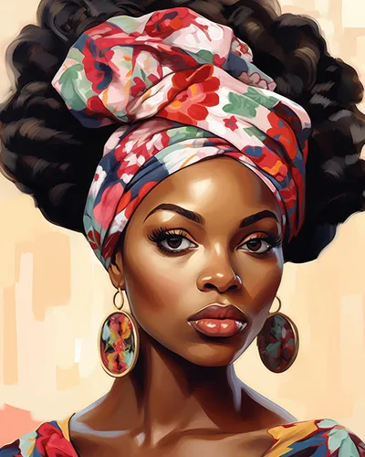 Miniatura 15 de Tucocoo Kit de pintura africana por números para niñas negras, lienzo de 16 x 20 pulgadas, pintura al óleo para niños, estudiantes, adultos
