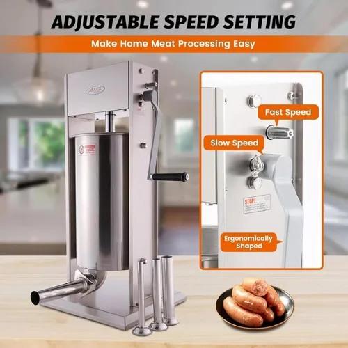 Miniatura 4 de Hakka - Llenador de carne vertical de acero inoxidable de 22 libras (10 L)