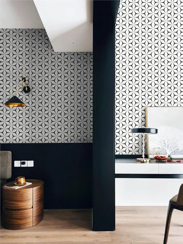 Miniatura 6 de Heroad Papel de Pared para Despegar y Pegar Papel Pintado Moderno en Negro y Blanco Papel de Contacto Boho Geométrico para Gabinetes y Cajones Papel