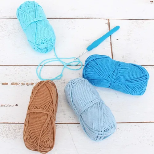 Threadart Crochet - Juego de hilo de algodón 100 % puro, colores de ambiente de playa, paquete de 4 madejas cada una de 1.76 onzas, hilo de estambre