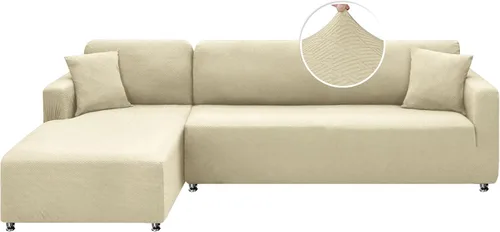 Miniatura 10 de XINEAGE Funda de sofá modular de alta elasticidad en forma de L, 2 piezas antideslizante con protector de muebles con 2 fundas de almohada