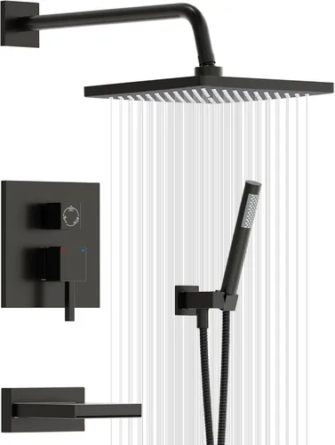 Miniatura 9 de Esnbia Sistema de ducha con boquilla de bañera, juego de grifo de ducha montado en la pared, cabezal de ducha de lluvia de 10 pulgadas y cabezal