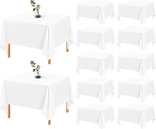 Miniatura 38 de Showgeous Paquete de 4 manteles rectangulares de poliéster de 60 x 102 pulgadas, resistentes a las arrugas, lavables, para bodas, mesas de comedor