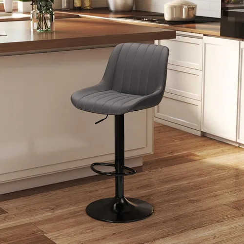 Miniatura 38 de Youhauchair - Juego de 1 taburete de bar, taburetes giratorios de altura de mostrador con respaldo, sillas de bar ajustables de piel sintética