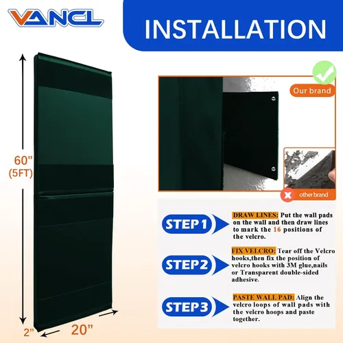 Miniatura 2 de Acolchado de pared para gimnasio, almohadilla de pared para niños, acolchado de pared de 2" de espesor, acolchado de pared para protección de 4