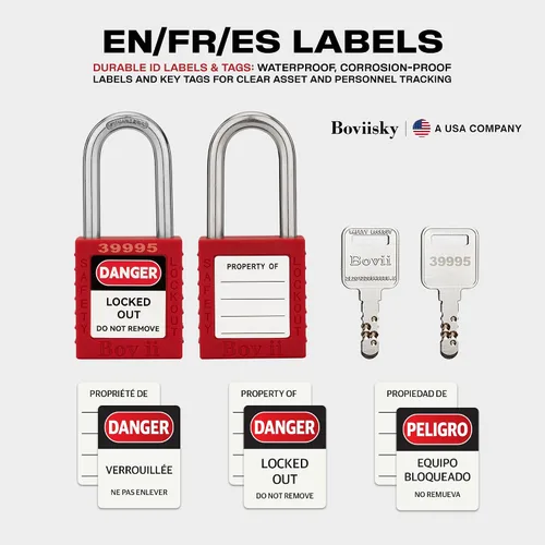 Miniatura 3 de Lockout Tagout Cerraduras conjuntos, 6 candado de seguridad rojo con llave diferente, 2 llaves por cerradura