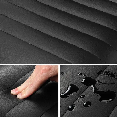 Miniatura 6 de Yaheetech Silla de escritorio ajustable de trabajo de piel sintética con respaldo bajo acanalado, sin reposabrazos, giratoria, negra, con ruedas