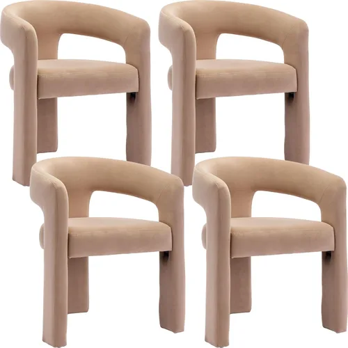 Miniatura 33 de BESTANO Sillas de comedor modernas tapizadas en terciopelo de vellón con respaldo abierto, lindas sillas laterales de barril, sillas de cocina