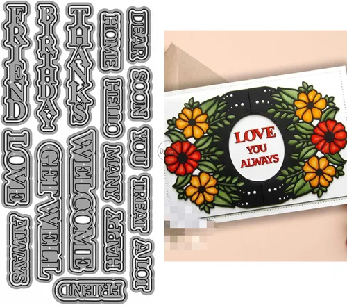 Miniatura 14 de DzIxY Hello Words - Troqueles de corte de metal para hacer tarjetas, troquelados, troquelados, álbumes de recortes, plantillas de máquina de 6