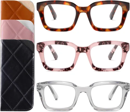 Miniatura 10 de Lentes de lectura cuadrados de estilo moderno con bisagra de resorte, bloqueo de luz azul para hombres y mujeres