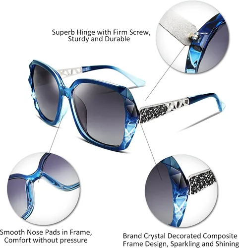 Miniatura 41 de FEISEDY - gafas de sol polarizadas para mujer, marco compuesto brillante B2289