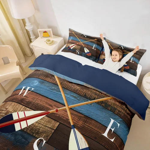 Miniatura 2 de Erosebridal Juego de ropa de cama con diseño de Feliz Navidad, adorable funda de edredón de muñeco de nieve tamaño individual para niños y niñas