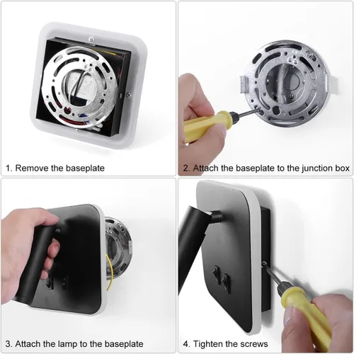 Miniatura 8 de Kawell Apliques de pared LED modernos 2 en 1 de 8 W con interruptor, foco de pared de lectura ajustable de 3 W, cableado interior para dormitorio