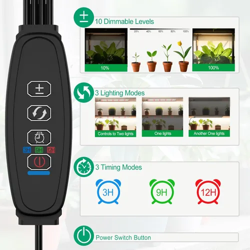 Miniatura 3 de TONYFUL Luces LED de crecimiento, 180 luces LED para plantas para cultivo en interiores, luz de crecimiento de espectro completo de 24 W