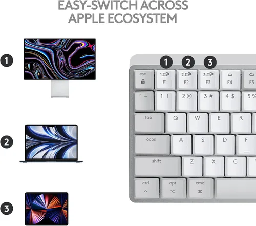 Miniatura 8 de Logitech MX Mechanical Mini - Teclado inalámbrico iluminado para Mac, interruptores de rendimiento de bajo perfil, teclas táctiles silenciosas, Gris