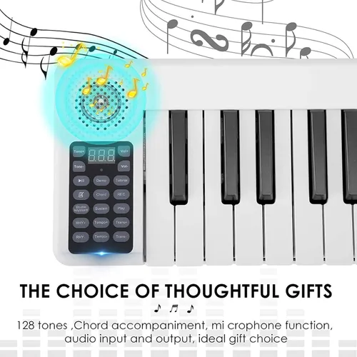 Miniatura 4 de Piano eléctrico plegable de 88 teclas, piano digital portátil semiponderado, recargable con altavoces duales integrados con pedal Bluetooth 5.0 MIDI