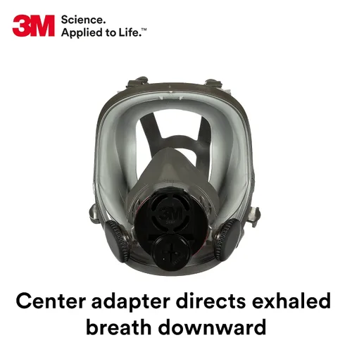 Miniatura 5 de 3M Respirador reutilizable de pieza completa 6800DIN, NIOSH, protección respiratoria, lente grande, ANSI, ligero, facial de silicona, válvula