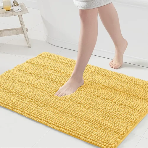 Miniatura 213 de Grandaily Alfombras de baño de felpilla a rayas de 24 x 16 pulgadas, extra gruesas y suaves, absorbentes, parte trasera de goma, alfombra de ducha