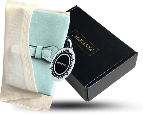 Miniatura 7 de AOXONEL Women's Small Bifold Leather wallet Rfid blocking Ladies Wristlet with Card holder id window Coin Purse