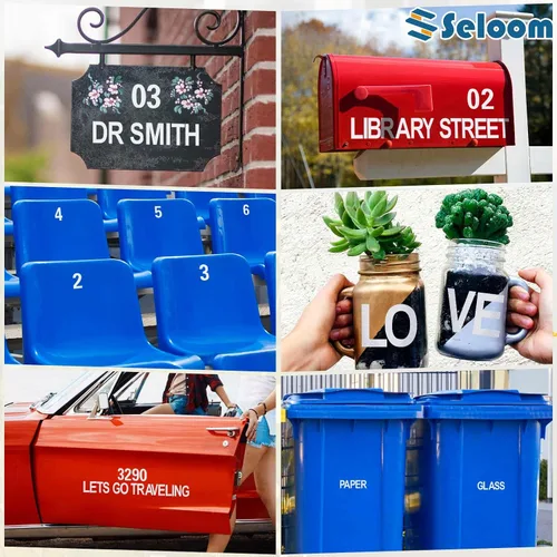 Miniatura 5 de Seloom 148 PCS Calcomanías de Números Reflectantes para Buzón de 2" para Exteriores, Calcomanías de Números y Letras Blancos, Números de Dirección