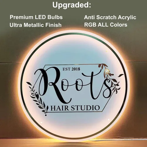 Miniatura 6 de Letreros de logotipo de neón retroiluminados de acrílico personalizables, letrero de logotipo de negocios iluminado por LED totalmente Letrero