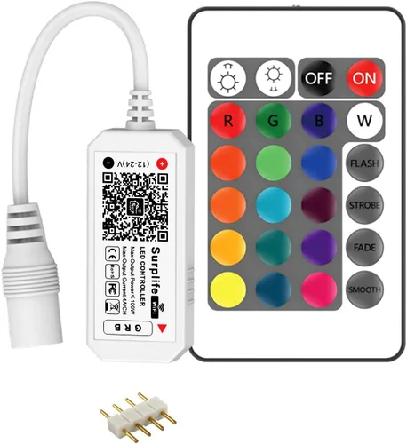 Miniatura 13 de RGBZONE Controlador LED RGB de 4 pines, controlador LED de bajo voltaje de 2 puertos, control remoto inalámbrico IR de 44 teclas, luces de tira LED