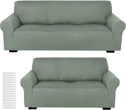 Miniatura 15 de Peryiter Juego de 2 fundas para sofá de dos plazas Fundas para muebles para sala de estar para sofá, sillón, ajuste elástico, a prueba de arrugas