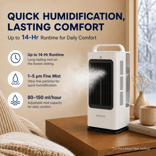 Miniatura 9 de Aires acondicionados portátiles, enfriador de aire evaporativo de 1700 ml con control remoto, mini aire acondicionado portátil oscilante de 120°