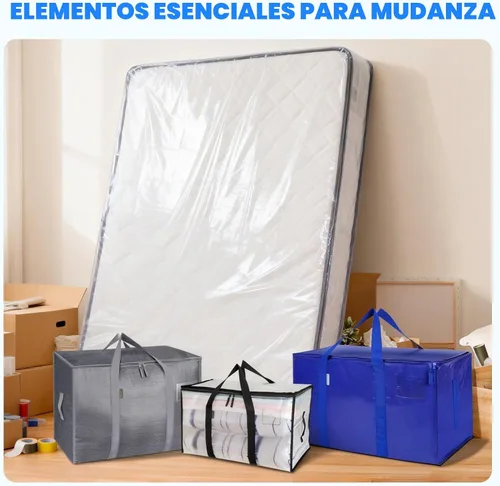 Miniatura 8 de TICONN 2PK Bolsa de plástico para colchón para mudanza y almacenamiento, cubierta protectora impermeable para colchón, suministros resistentes