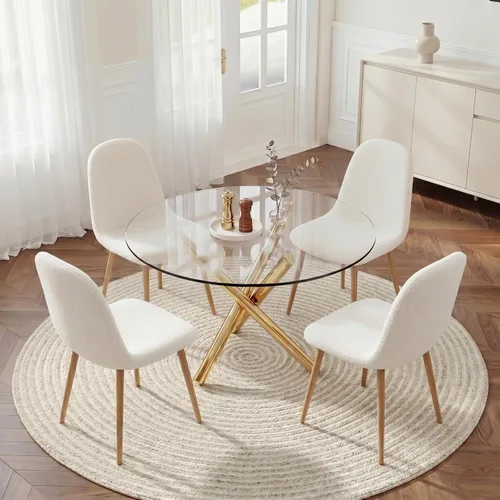 Miniatura 10 de Howtek Juego de mesa de comedor de 5 piezas, mesa de comedor rectangular moderna con 4 sillas de comedor de terciopelo, juego de mesa de cocina que