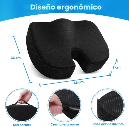 Miniatura 2 de TushGuard - Cojín para asiento de oficina/coche, almohadilla antideslizante para silla para aliviar el dolor de ciática, coxis y espalda, almohada