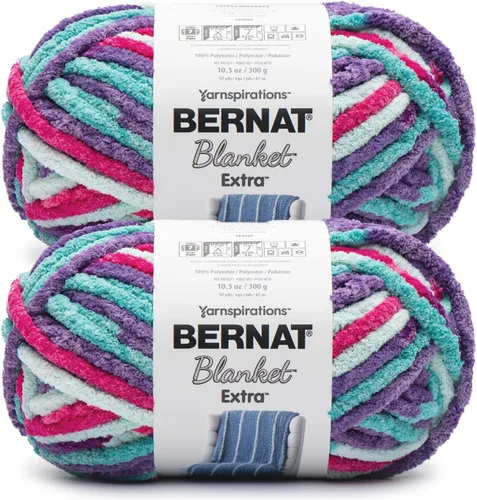 Miniatura 34 de Bernat - Estambre para mantas Extra Negro, 2 paquetes de 300g/10.5 onzas, poliéster, #7, jumbo, tejido de punto/ganchillo