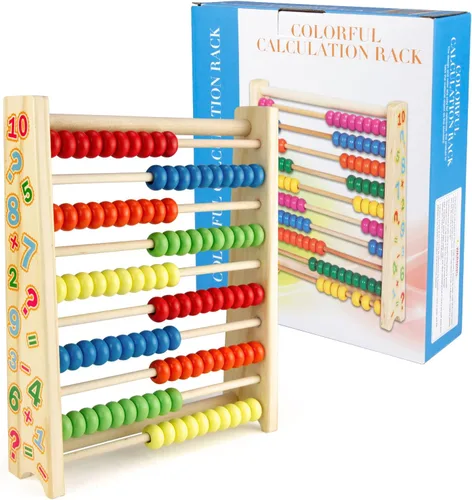 Sealive Ábaco de madera clásico para niños, juguete educativo para contar con 100 cuentas, 123 números de aprendizaje para niños pequeños, juego de