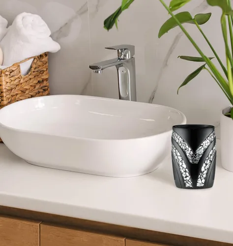 Miniatura 2 de Zahari Home Sinatra - Vaso de baño para cepillos de dientes y pasta de dientes, organizador de brochas de maquillaje, color negro