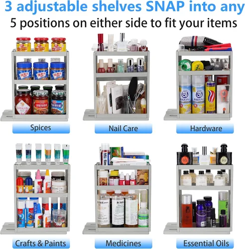 Miniatura 7 de Dutiplus Organizador de Medicinas 2 Estantes de Tres Niveles Gabinete Estante de Almacenamiento Organizador para Guardar Vitaminas, Suplementos