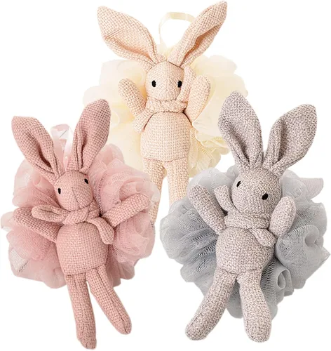 Miniatura 12 de Cepillo de baño de mango largo para ducha + esponja de baño gris Luffa